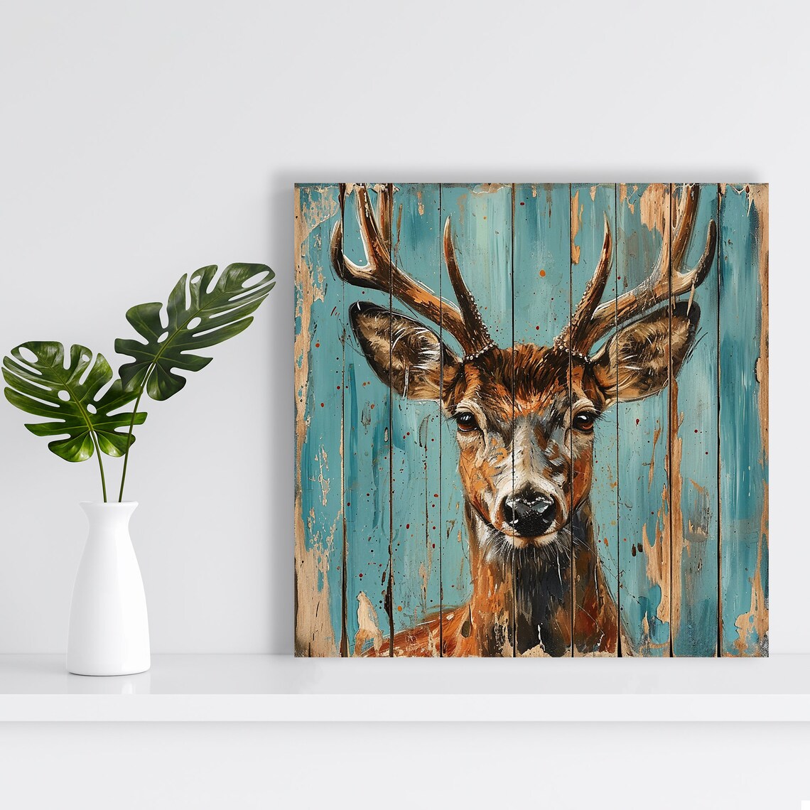 Rustic Deer Gaze Farmhouse Art Print for Living Room - Image 2