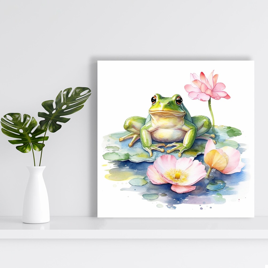 Frog On Lily Pad Whimsical Nature Art Print - Image 2