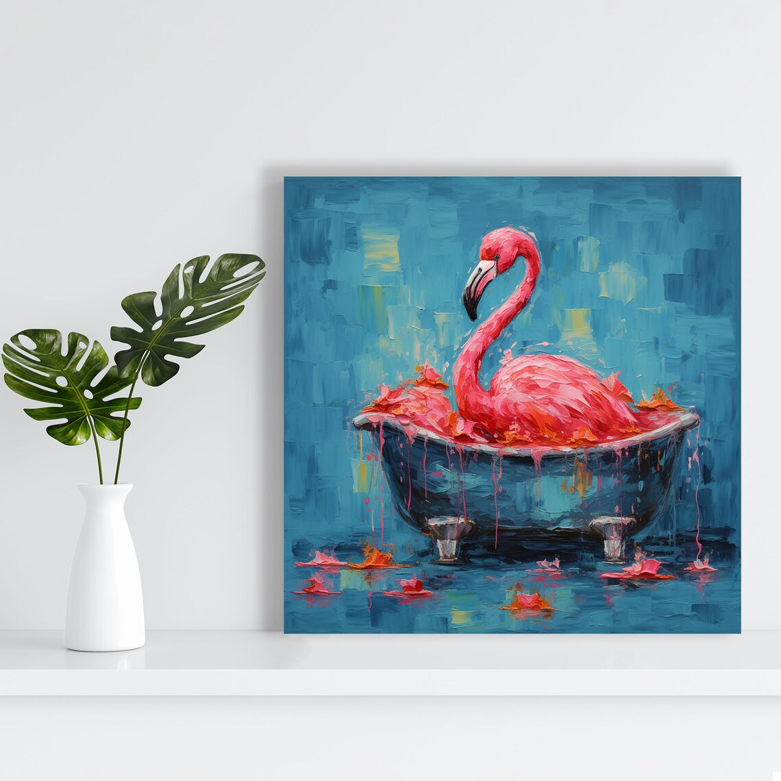 Flamingo in Bathtub Poster, Bathroom Wall Decor - Image 3