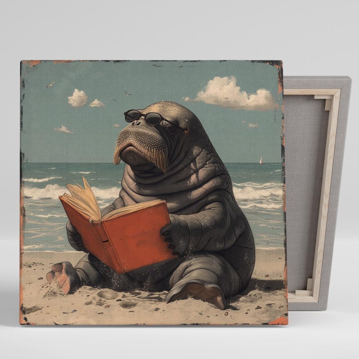 Walrus Whimsical Coastal Surrealism Art Print