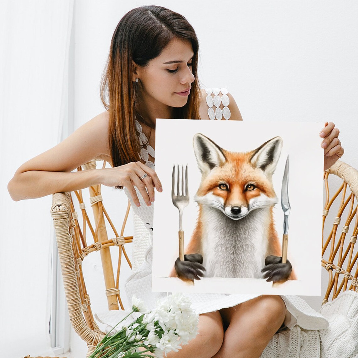 Culinary Fox Contemporary Animal Wall Art Print - Image 3