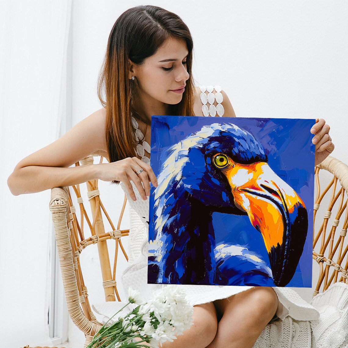 Electric Blue Toucan Head Portrait Vivid Painterly Bird Art Poster - Image 3