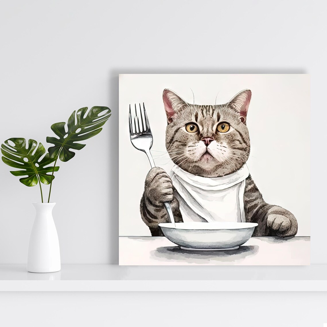 Cat Dining Whimsical Contemporary Kitchen Art Print - Image 2