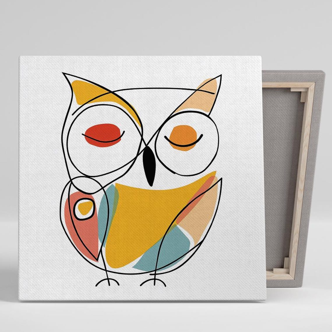 Minimalist Line Owl Drawing Abstract Scandinavian Modern Animal Poster