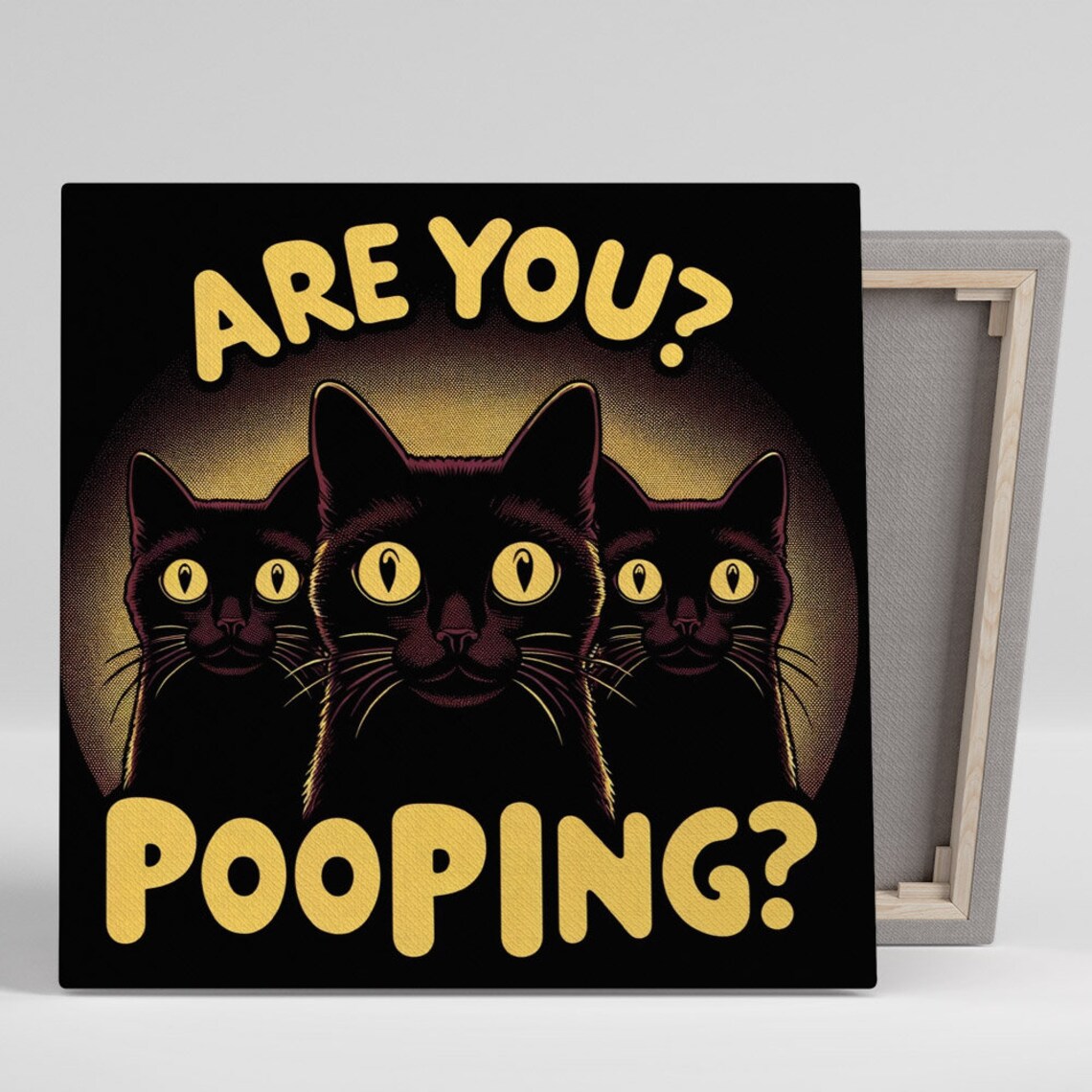 Black Cats Bathroom Humor, Funny Animal Art Print
