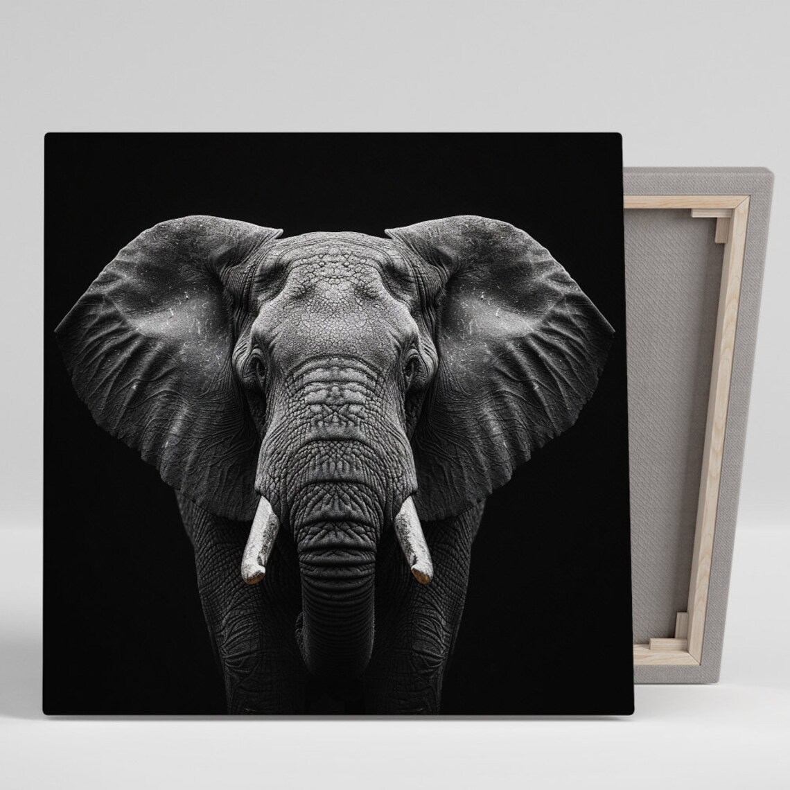 Elephant Minimalist Art Print, Black and White