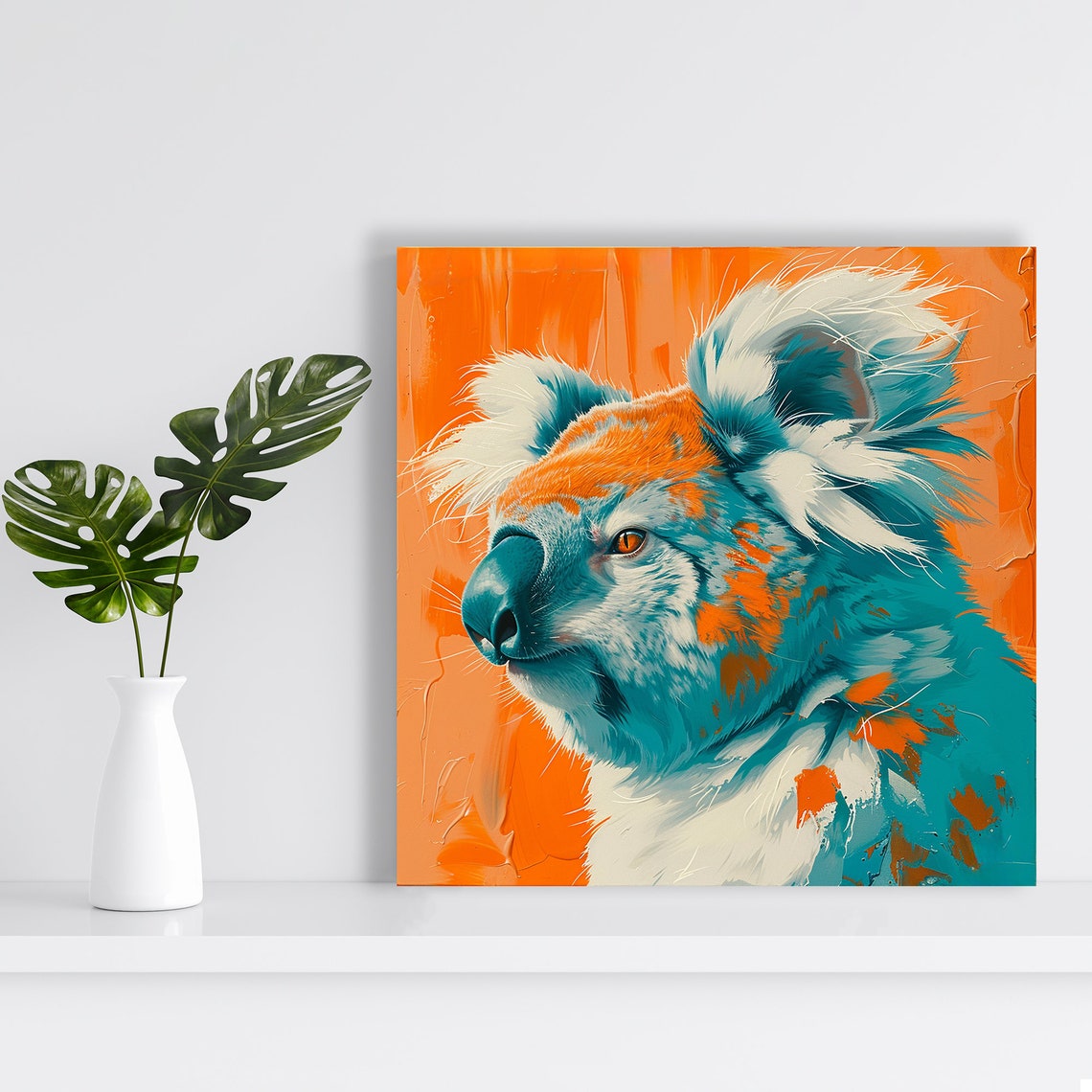 Teal Orange Koala Portrait Dramatic Bold Contemporary Animal Poster - Image 2