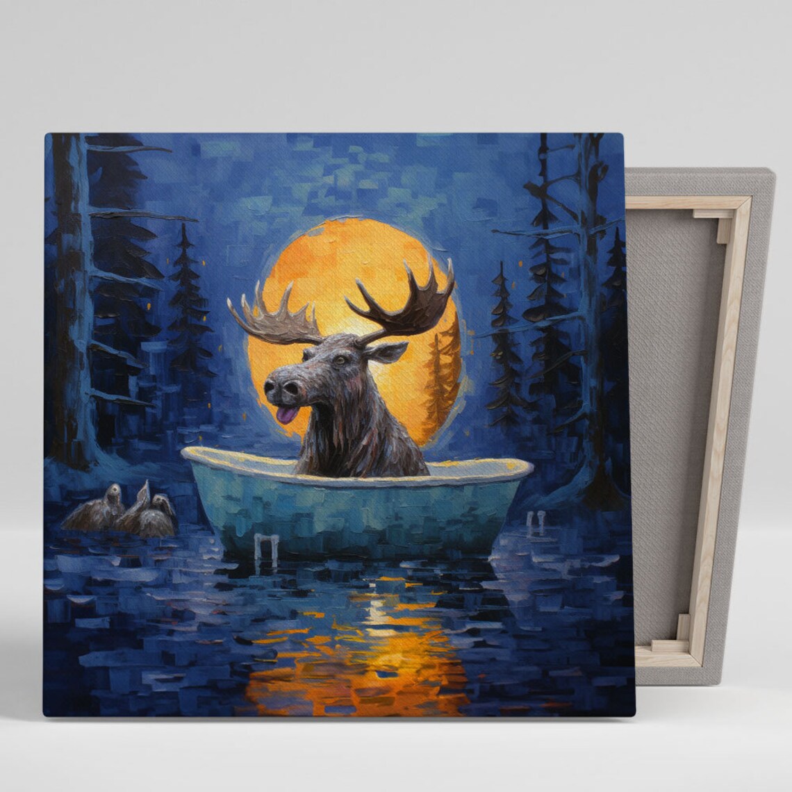 Moose In Bathtub Bathroom And Nursery Decor Art Print