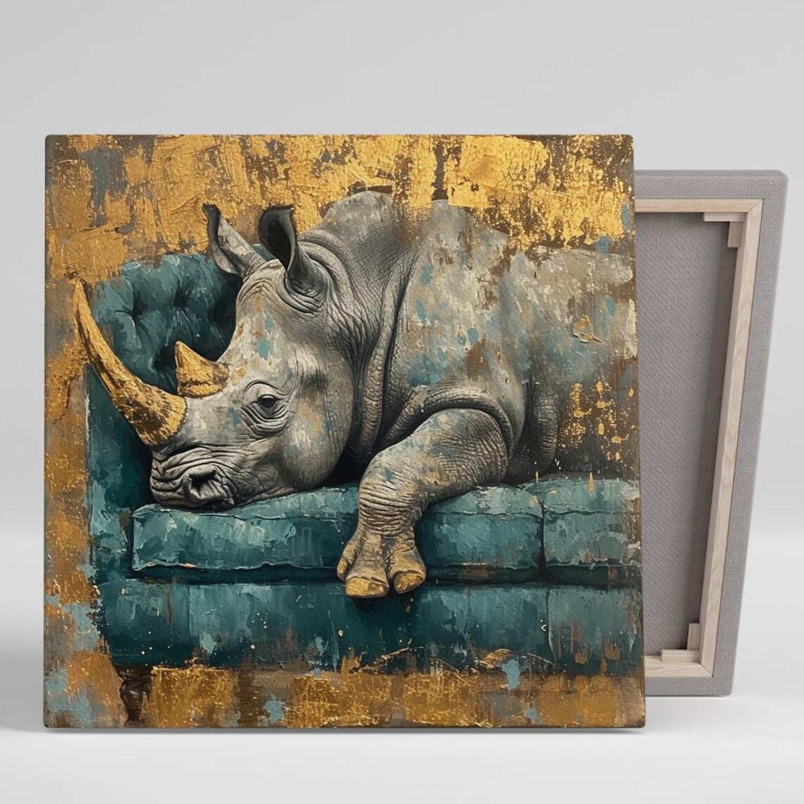 Regal Rhino Repose Art Print, Contemporary Decor