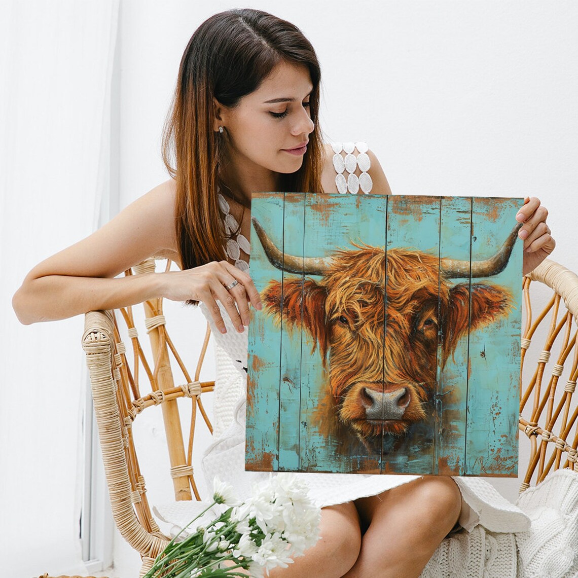 Highland Cow Rustic Farmhouse Wall Art Poster - Image 3