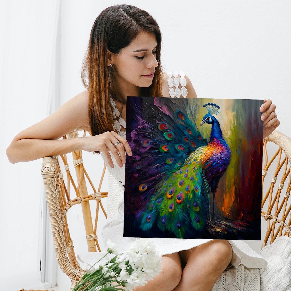 Peacock Feather Art Print, Elegant Animal Decor - Image 3