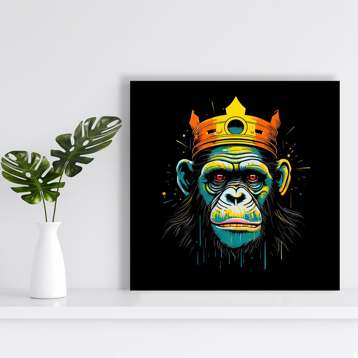 Crowned Chimpanzee King Pop Style Bold Graphic Wild Animal Poster - Image 2