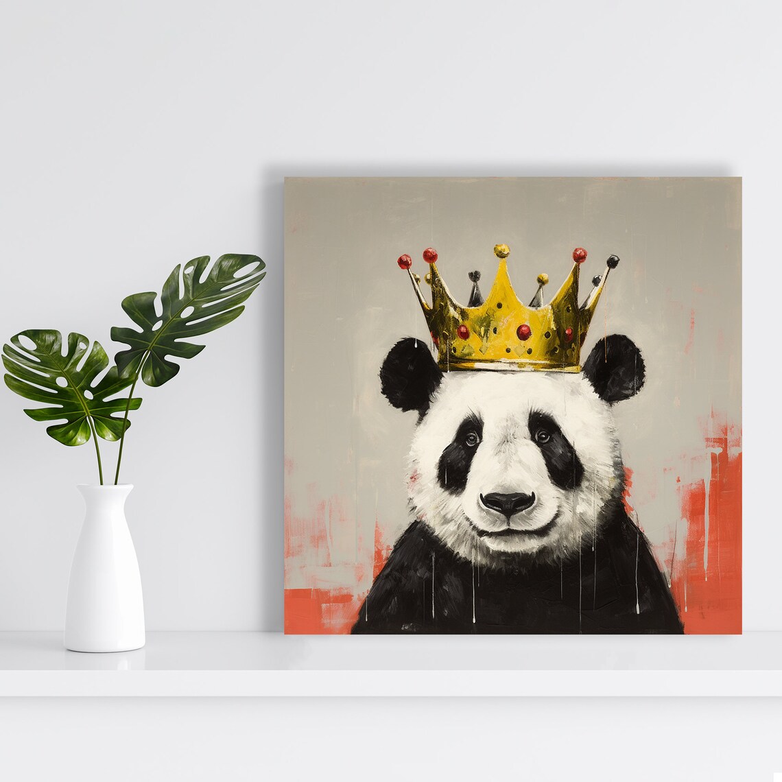 Royal Panda With Golden Crown Poster Cute Panda King Funny Animal Wall Art - Image 2