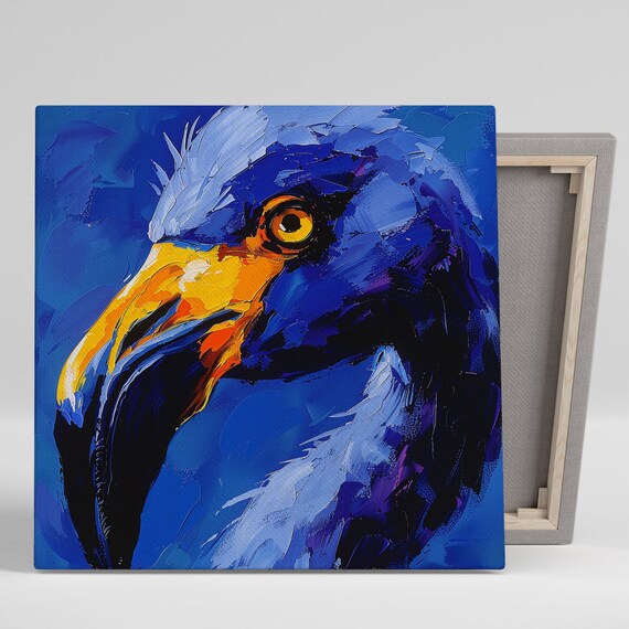 Hyacinth Macaw Art Or Poster Abstract Contemporary Decor Living Room Office Bedroom Dining Room Wall Art Blue Orange Yellow White