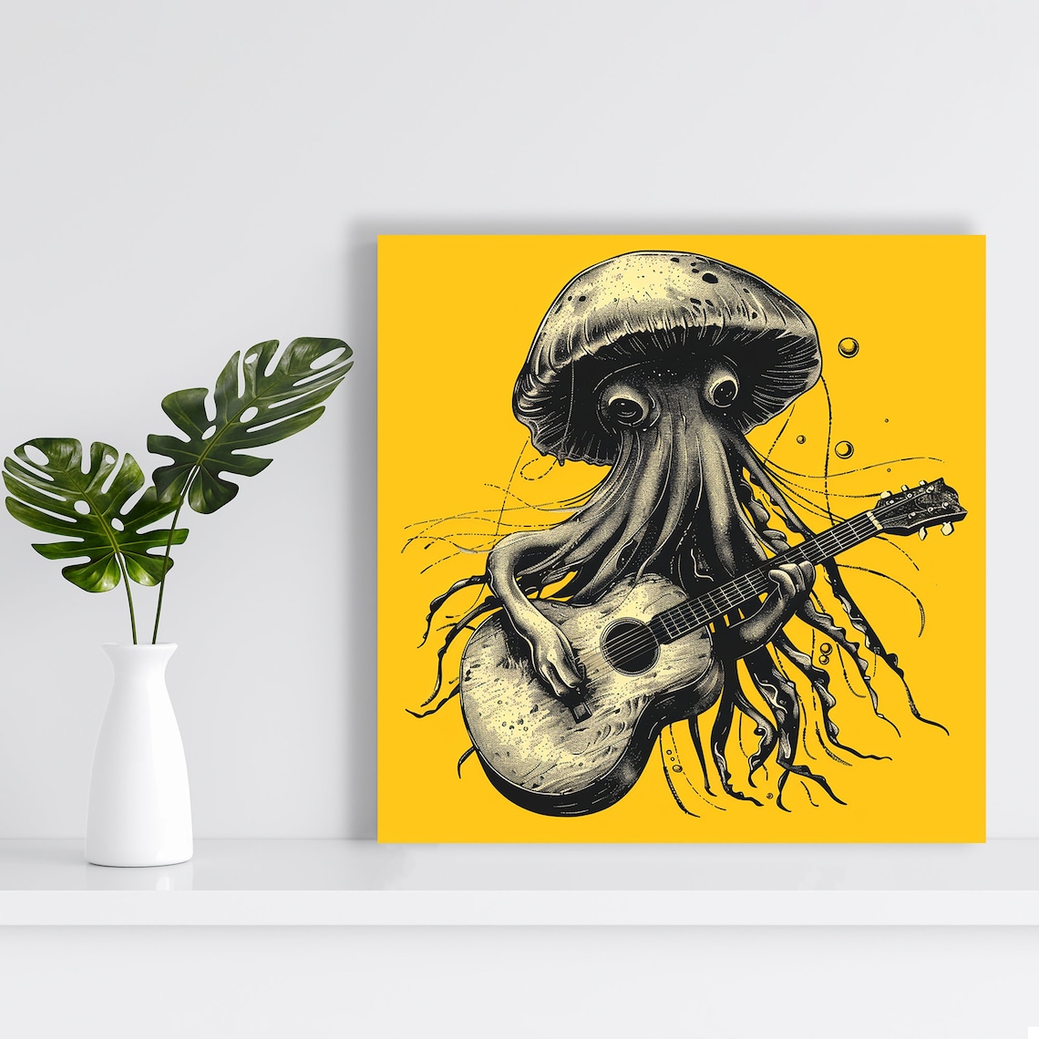 Melodic Mushroom Maestro Art Print, Boho Surrealism - Image 2