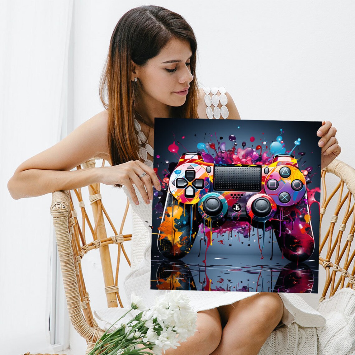 Retro Gaming Joystick Mosaic Art Poster Print - Image 3