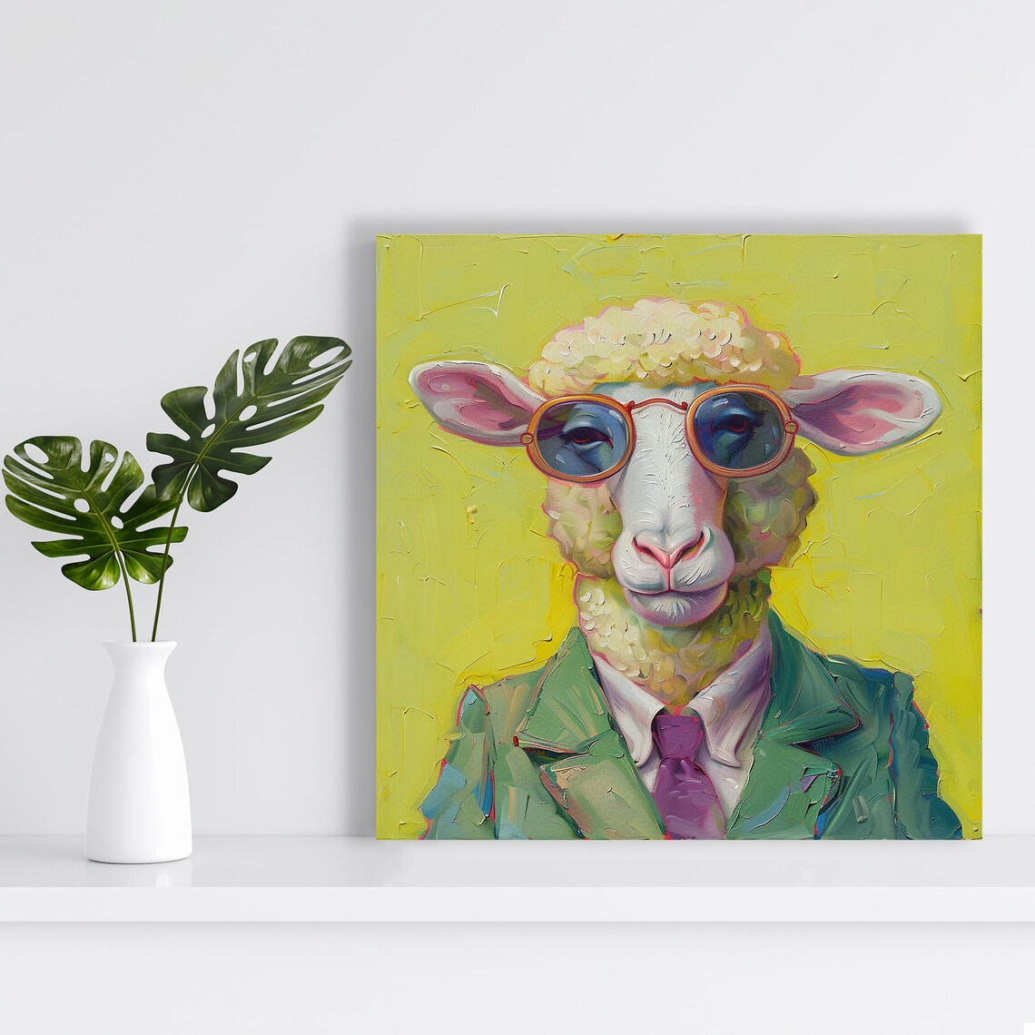 Cool Sheep In Shades Whimsical Animal Art Poster - Image 2
