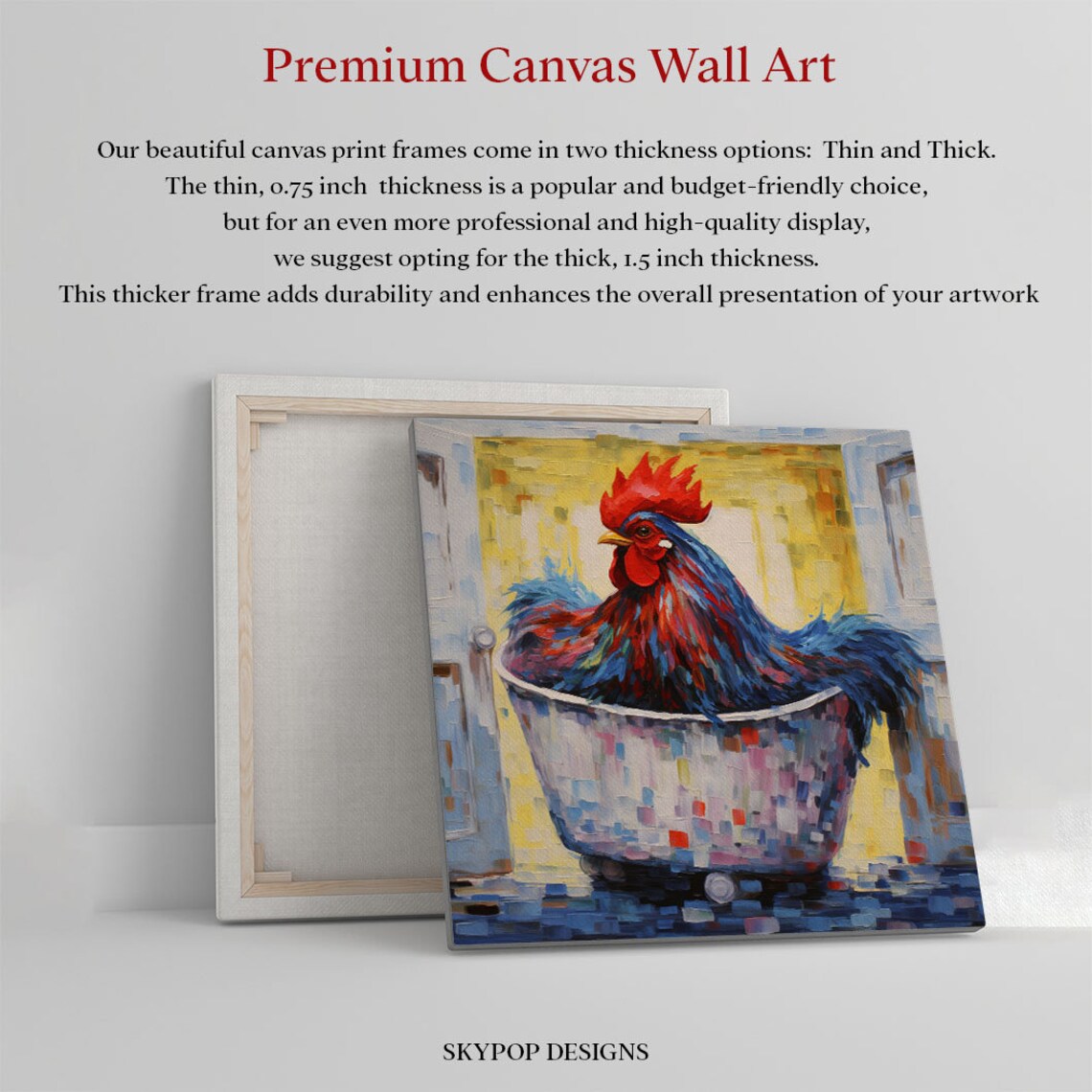 Rooster In Bathtub Bathroom Art Print, Contemporary - Image 4