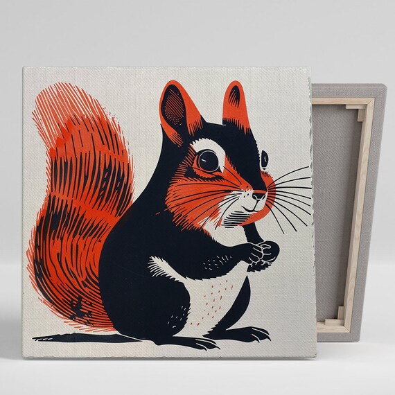 Retro Whimsical Squirrel Silhouette Art Print