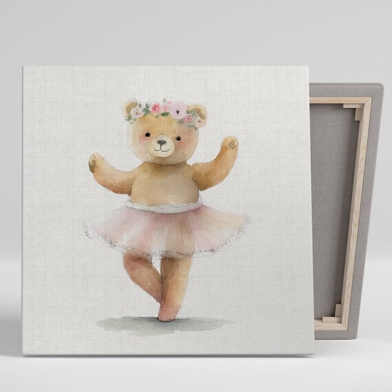 Ballet Bear Blossom Nursery Playroom Art Print