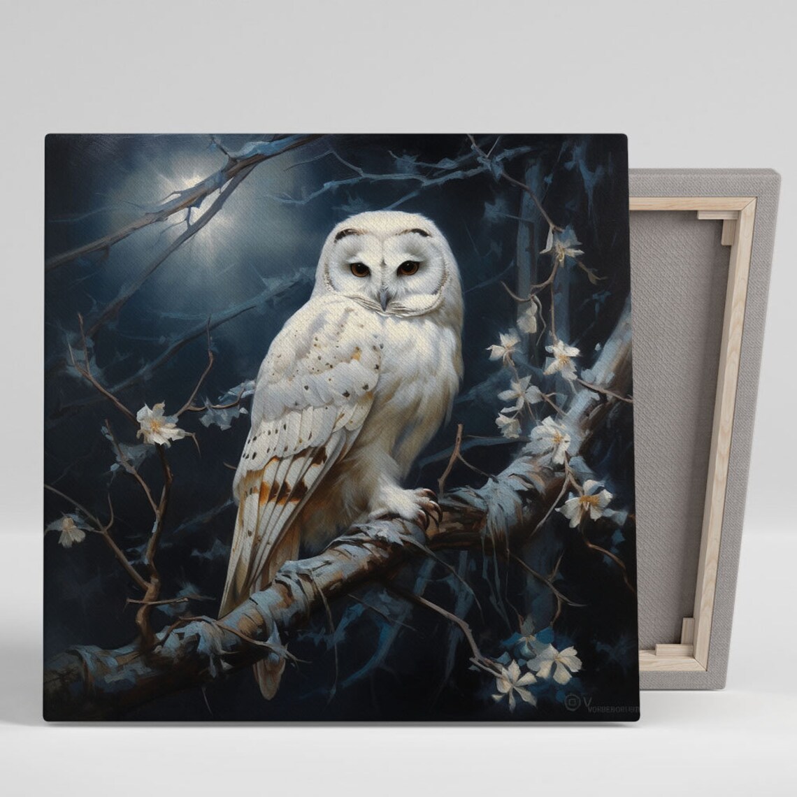 White Owl, Modern Contemporary Animal Art Print