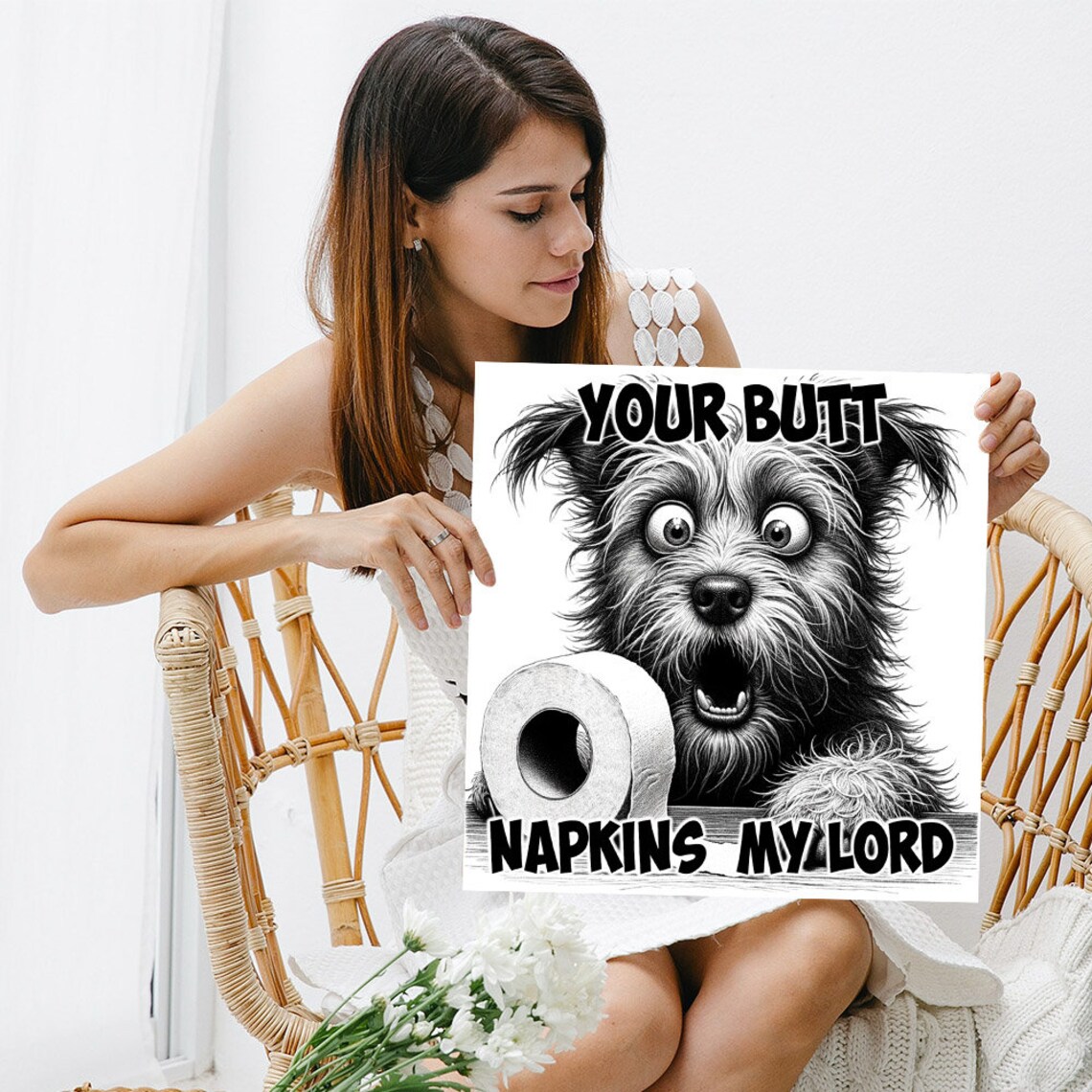 Dog Toilet Paper Art Or Poster Funny Dog Art Bathroom Decor Animal Art Pet Art Home Decor Dog Wall Hanging - Image 5