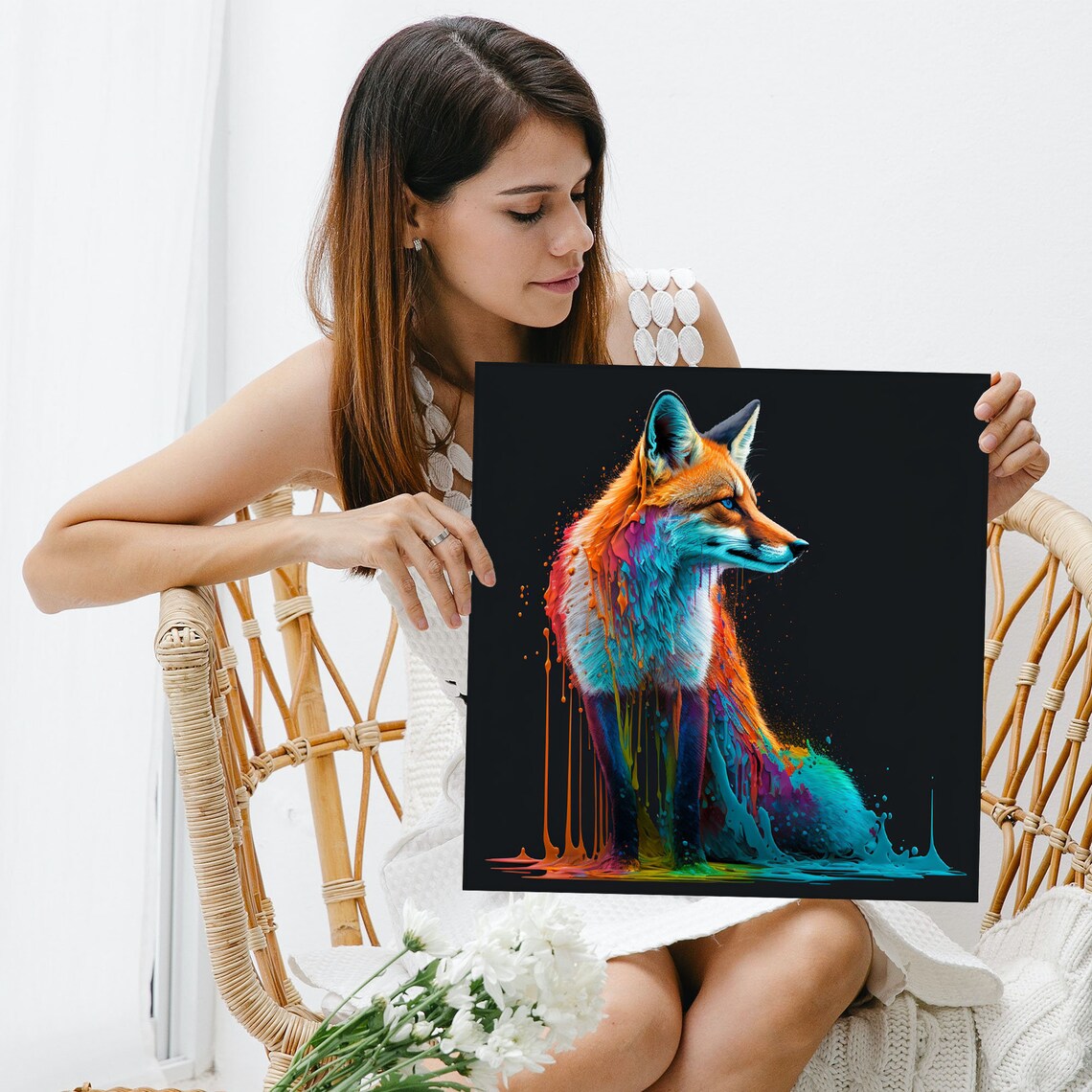 Vibrant Fox Art Print, Colorful Wildlife Decor - Image 3