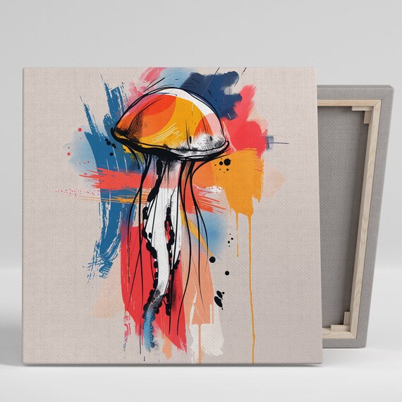 Jellyfish Abstraction Art Or Poster Abstract Contemporary Decor Living Room Bedroom Office Dining Room Wall Art Vibrant Design