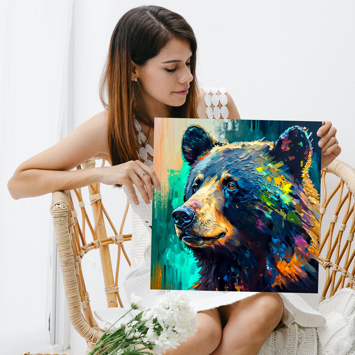 Abstract Bear Art Print, Modern Animal Wall Decor - Image 3