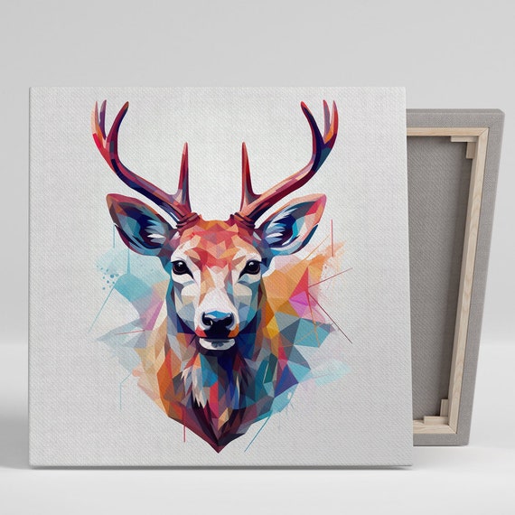 Geometric Stag Spectrum Art Or Poster Moderndecor Living Room Bedroom Office Childrens Room Wall Art Blue Red Orange Purple