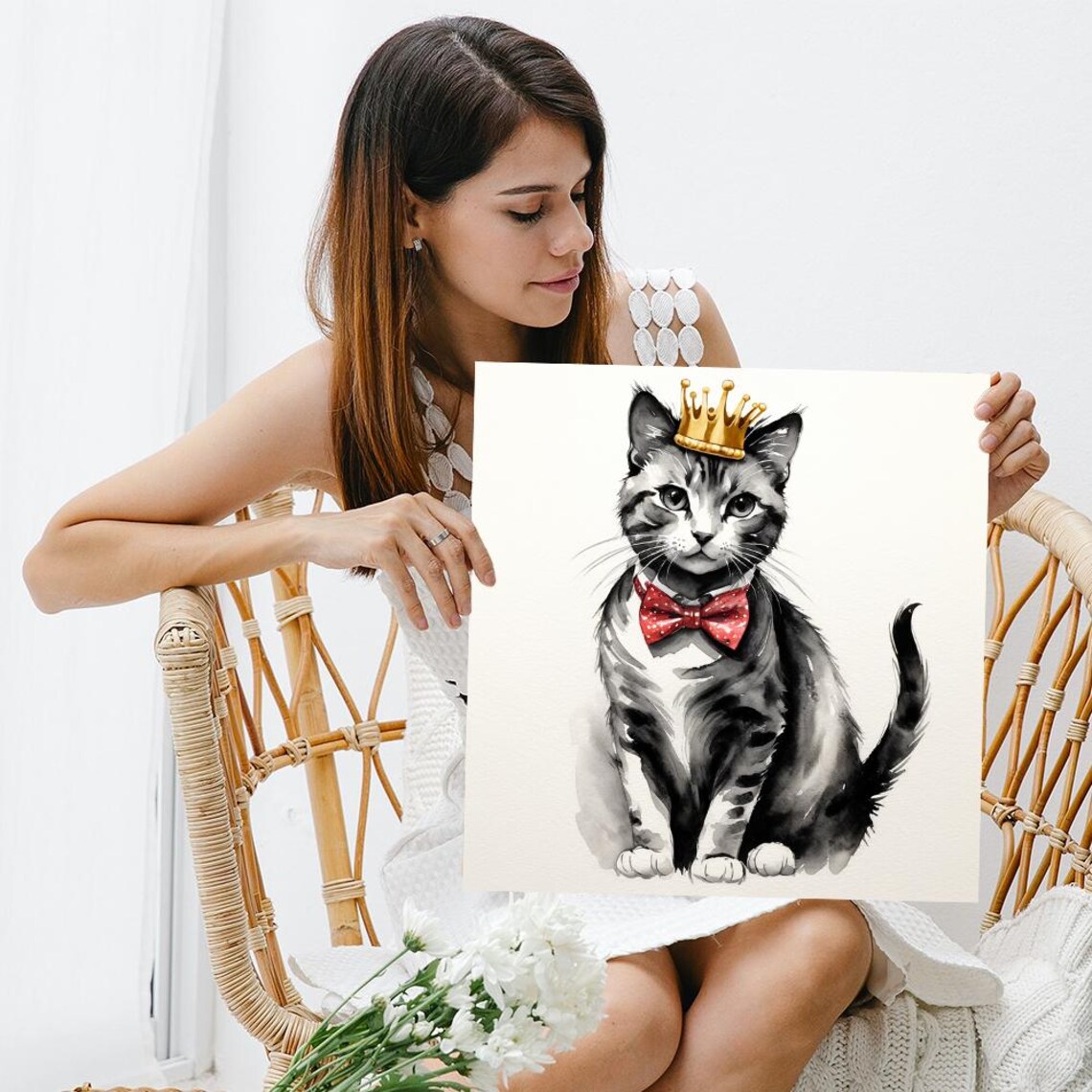 Royal Cat Elegance, Contemporary Cat Wall Art Print - Image 3