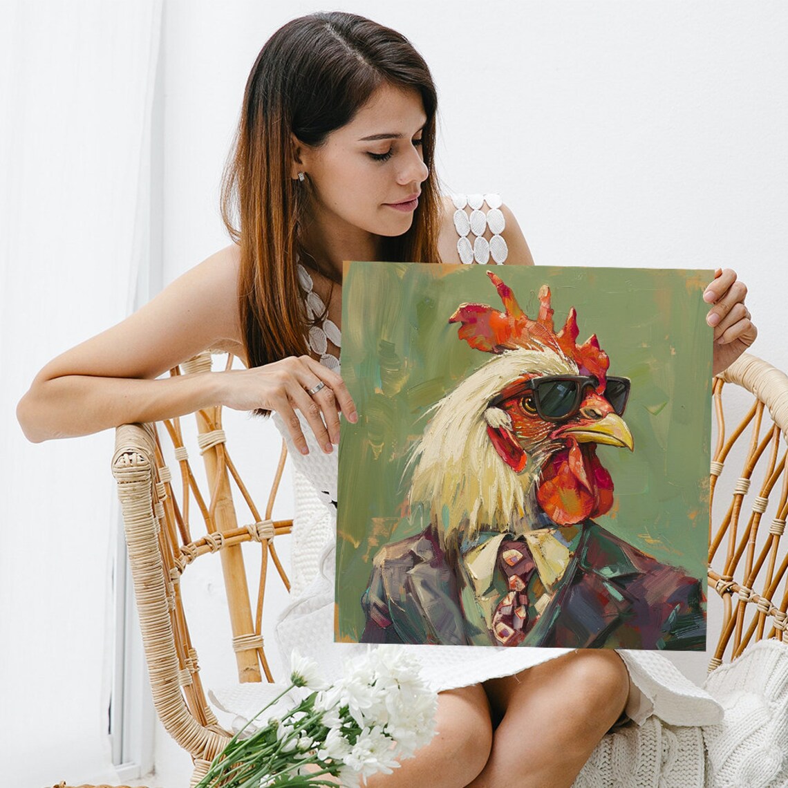 Dapper Rooster Whimsical Kitchen Wall Art Print - Image 3