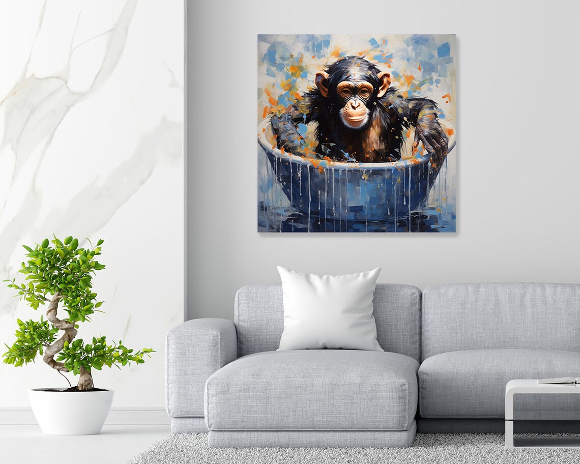 Monkey In Bathtub Poster, Bathroom Wall Art - Image 4