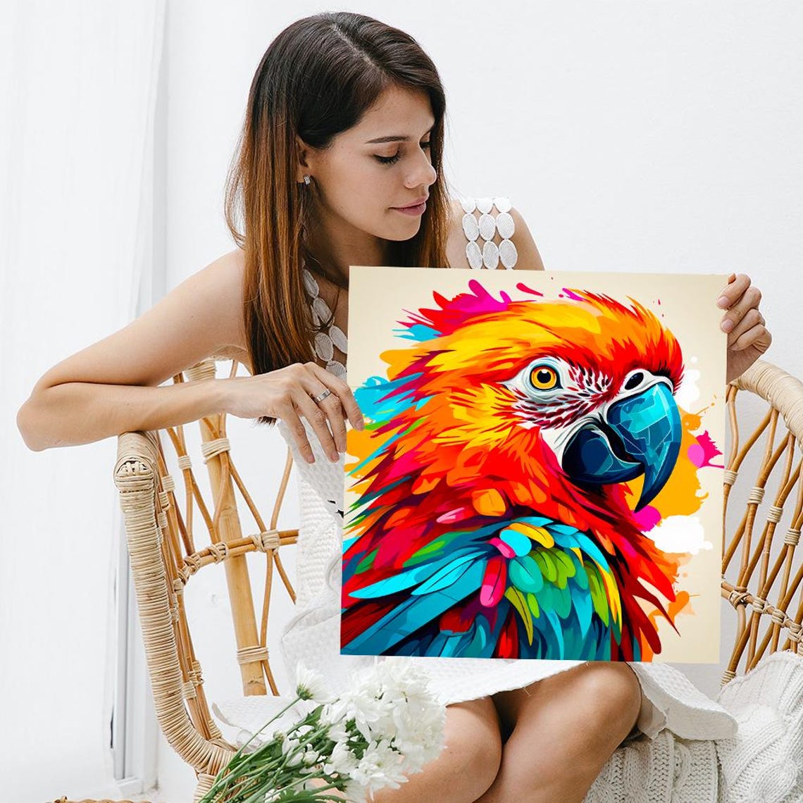 Rainbow Macaw Parrot Splash Pop Art Colorful Tropical Bird Poster - Image 3