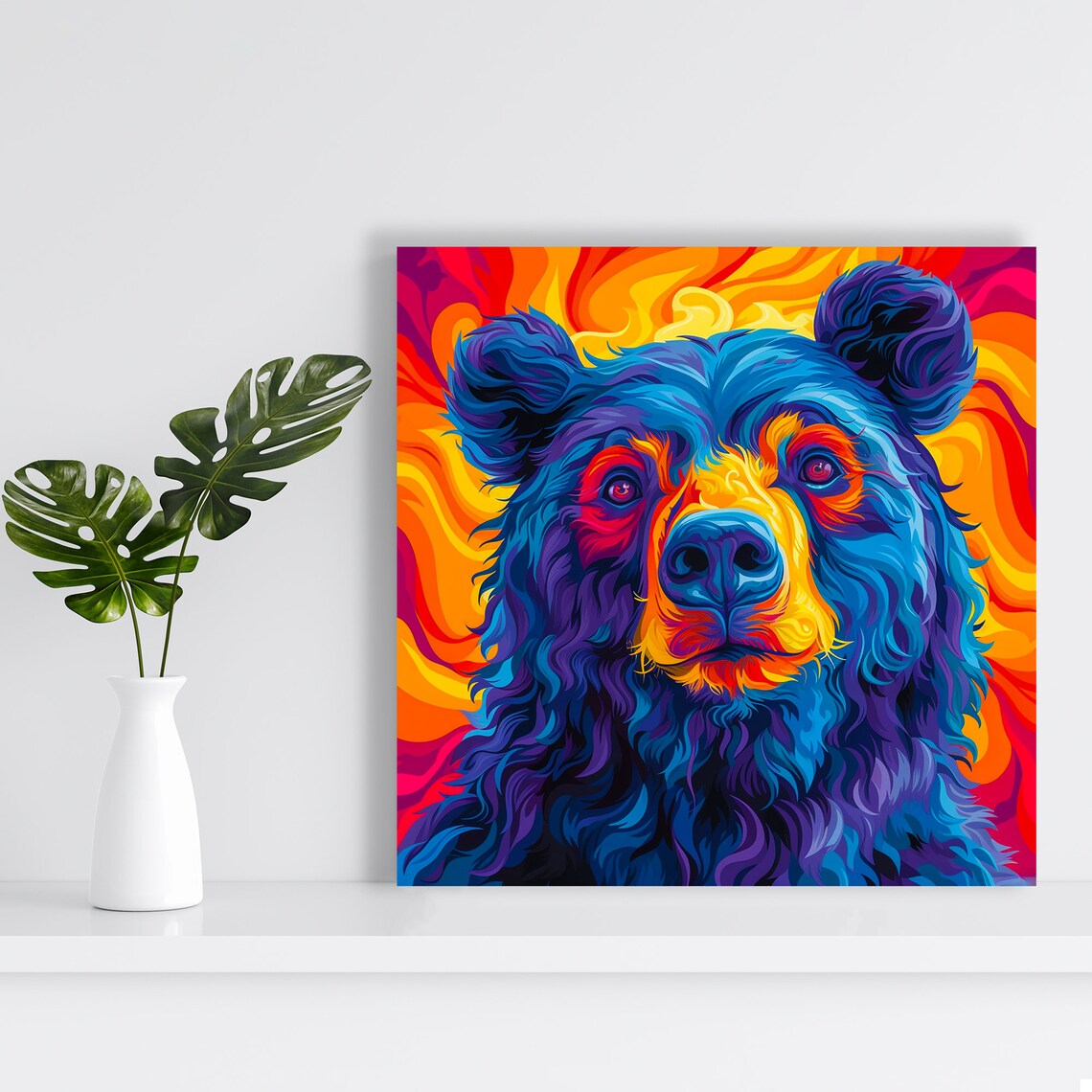 Psychedelic Bear Art Print, Modern Living Room Decor - Image 2