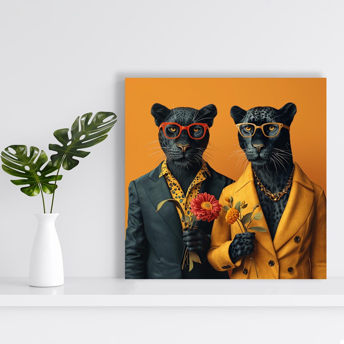 Panther Pop Art Glam Decor, Living Room Poster Print - Image 2