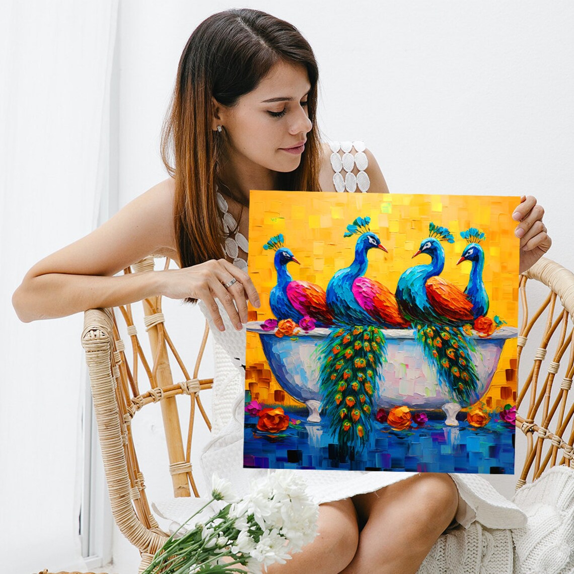Peacock Art Print, Contemporary Bohemian Glam - Image 3
