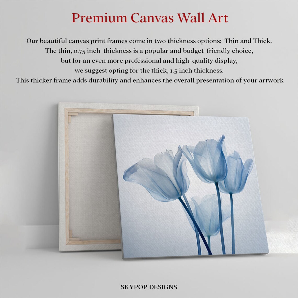 Blue Flower Botanical Wall Art, Contemporary Decor - Image 2