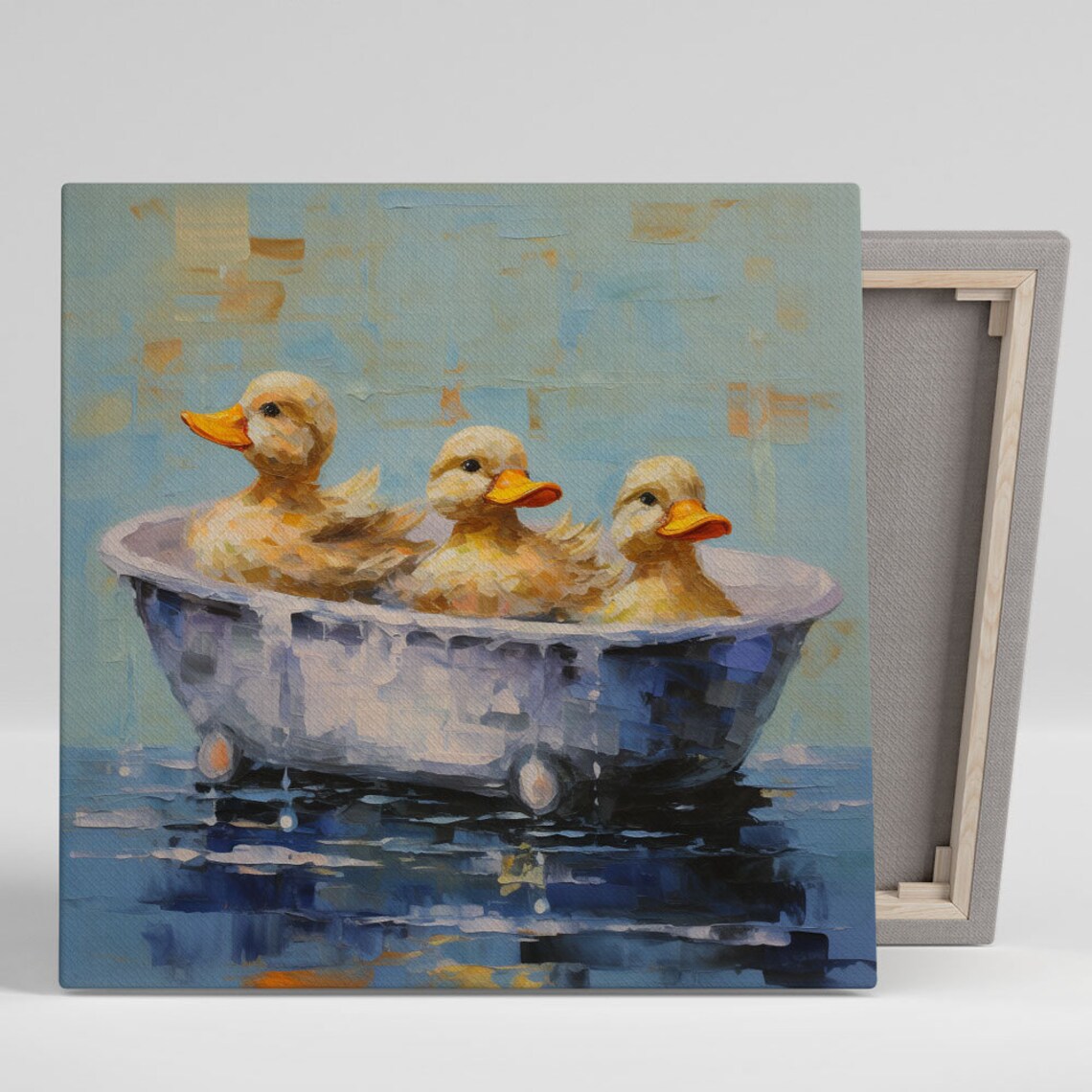 Three Ducks in Bathtub, Bathroom Nursery Art Print
