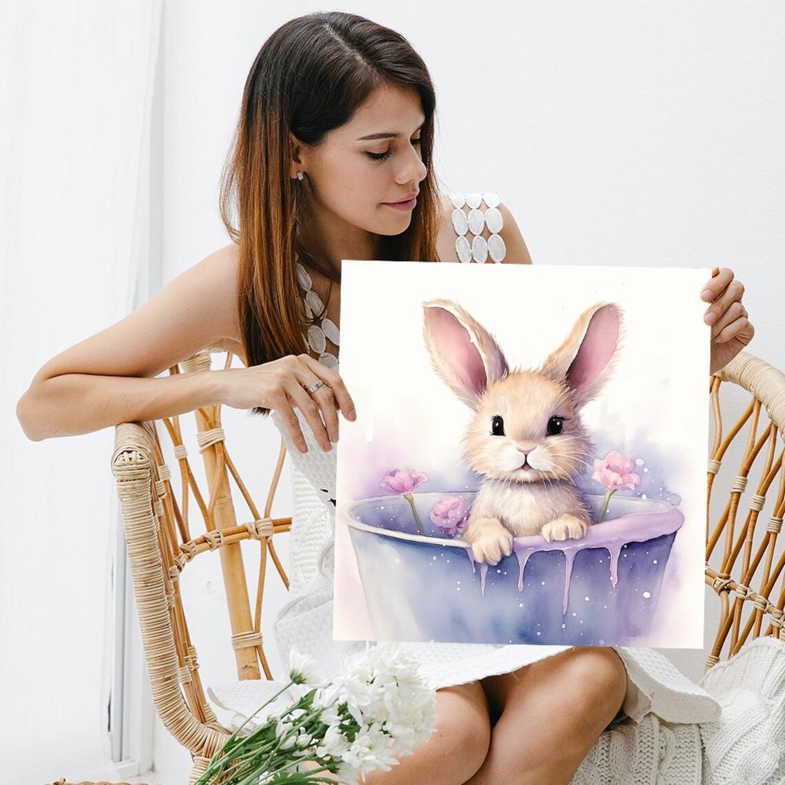 Enchanted Bunny Whimsical Nature Nursery Art Print - Image 3