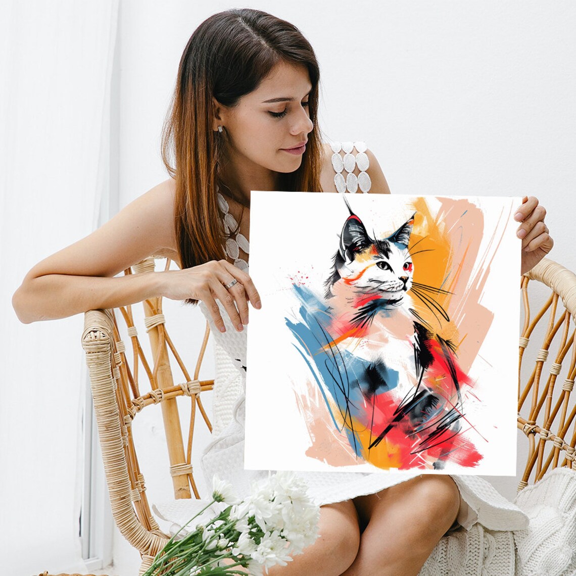 Whimsical Cat Wall Art Print, Modern Home Decor - Image 3