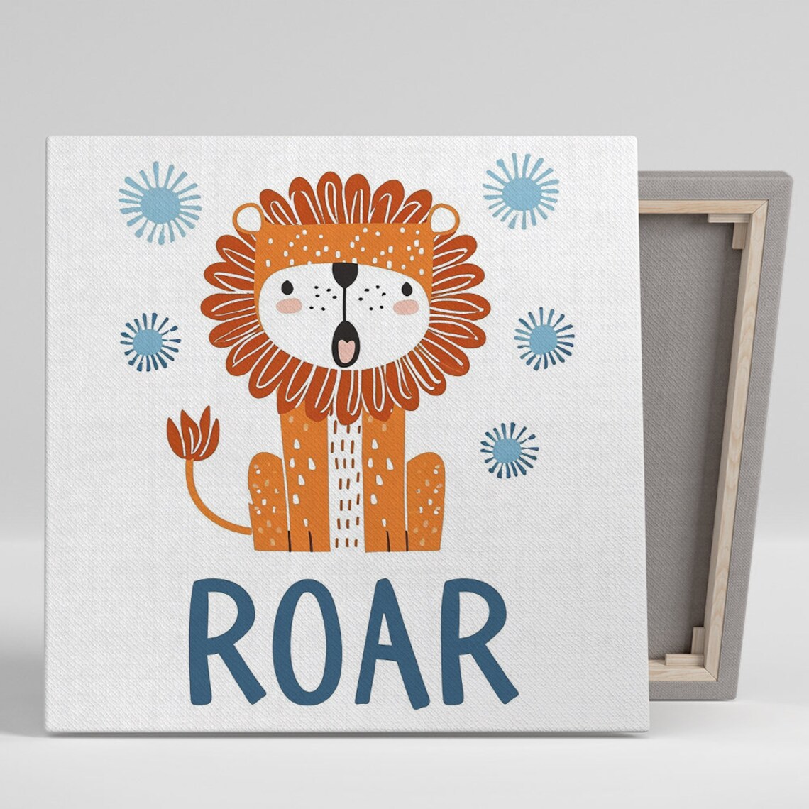 Cute Lion Roar Nursery Poster Cartoon Baby Lion Kids Room Safari Wall Art