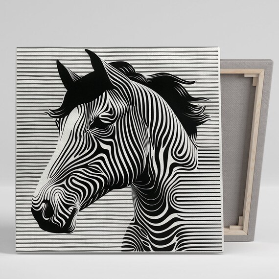 Zebra Optical Illusion Black White Line Art Modern Animal Poster