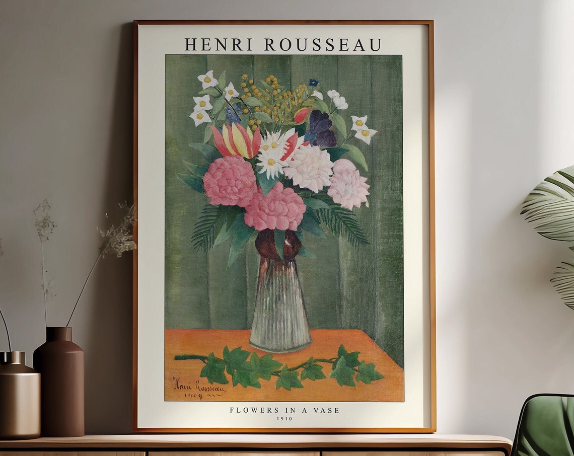 Henri Rousseau Flowers In A Vase 1910 Botanical Bouquet Poster