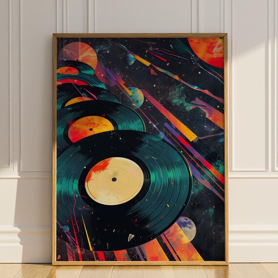 Vinyl Records Vintage Collage Poster Print