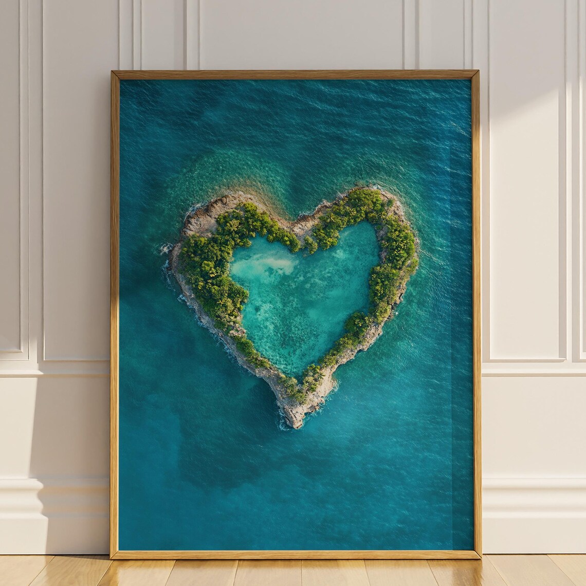 Heart Lagoon Island Aerial View Tropical Turquoise Paradise Poster