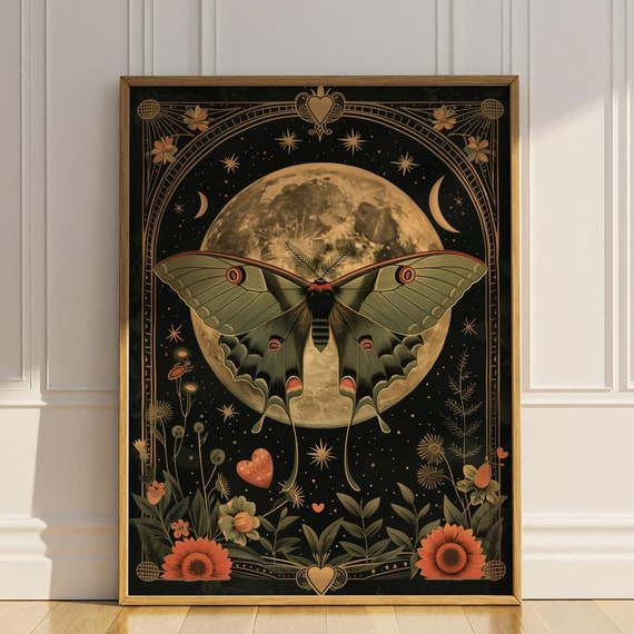 Luna Moth Cottagecore Moon Celestial Art Print
