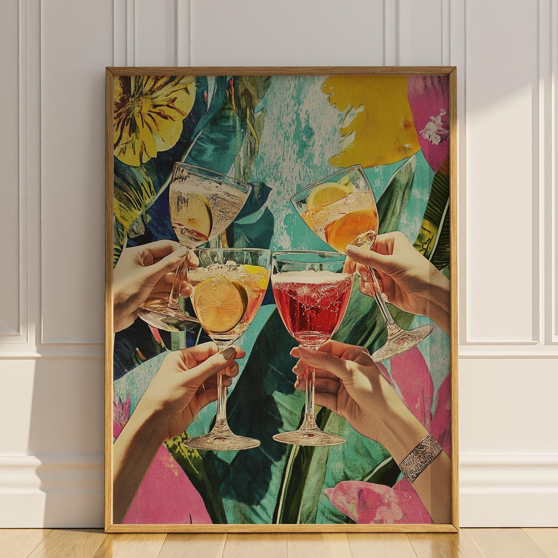Cheers Tropical Spritz Cocktails Toasting Colorful Party Summer Poster