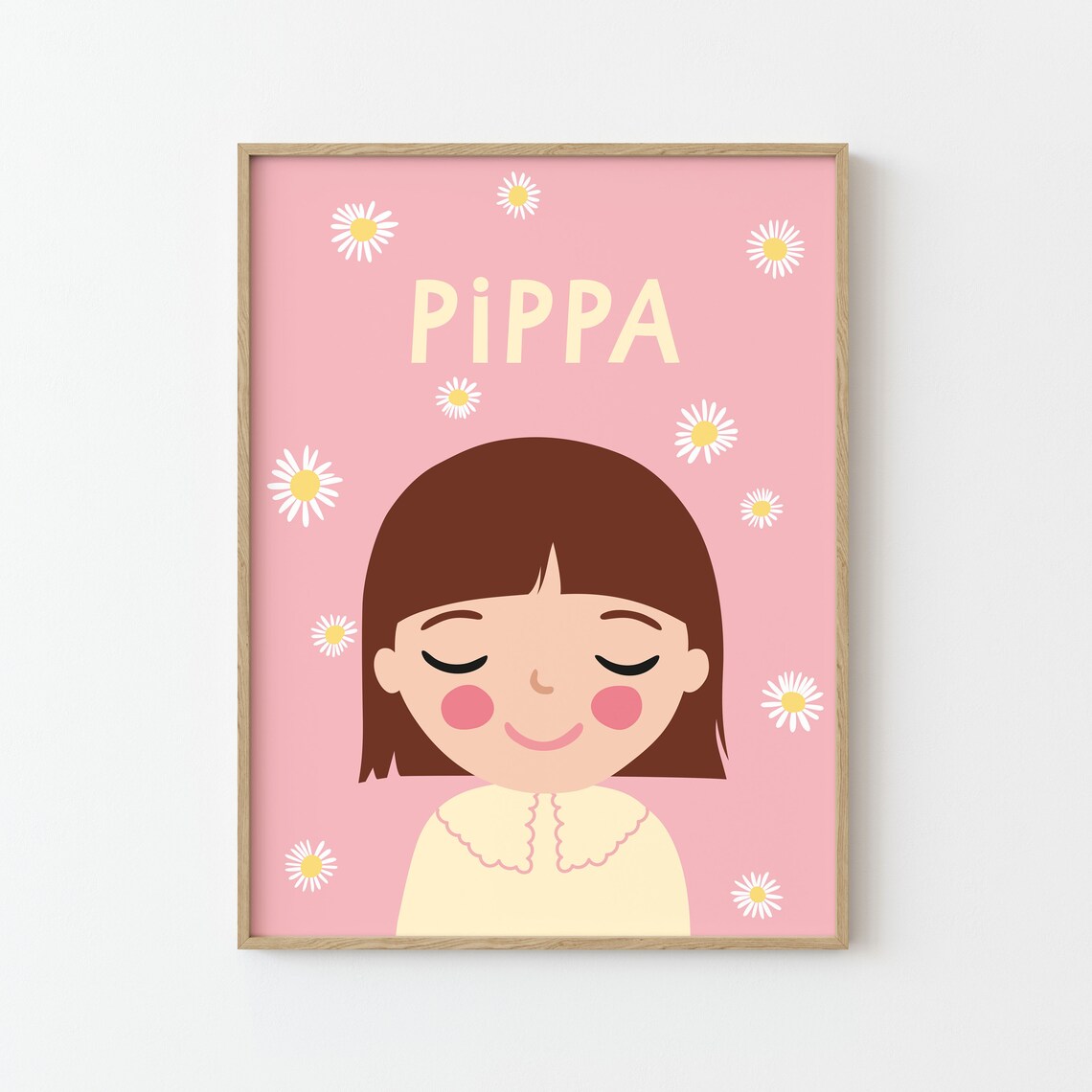 Personalized Girl Portrait Daisy Illustration Art Print - Image 3