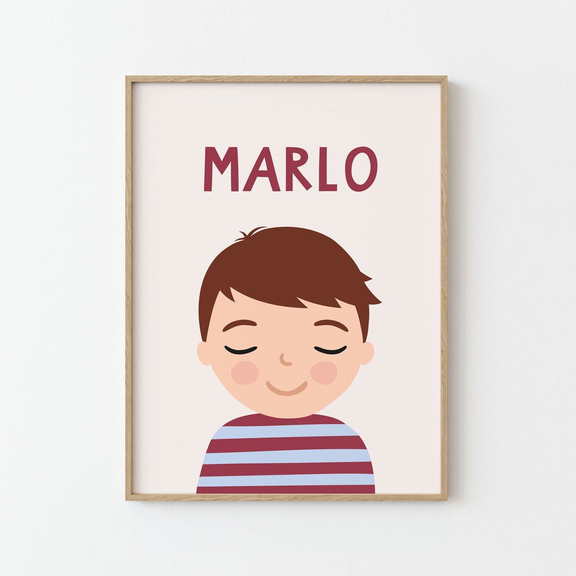 Personalized Boy Portrait Kids Room Illustration Poster